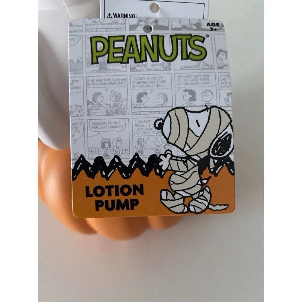 Peanuts Snoopy Woodstock Halloween Jack O Lantern Soap Lotion Pump Dispenser NEW